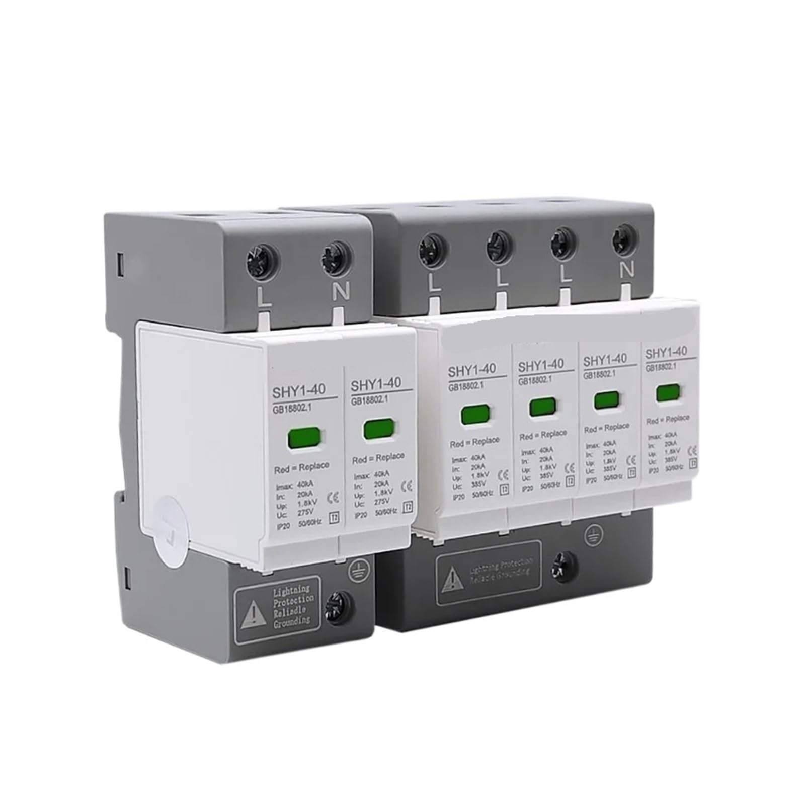 Protección contra sobretensiones AC SPD 2P 4P 10〜20KA 20〜40KA 30KA〜60KA Protector rayos domésticos Dispositivo pararrayos de bajo voltaje Impresión Disyuntor SHY1-40(4P 385V,30-60KA)