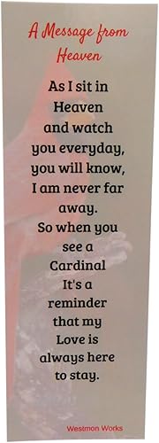 Miniatura 6 de Paquete de 5 marcapáginas cardenal con mensaje del cielo en la parte posterior, paquete conmemorativo a granel