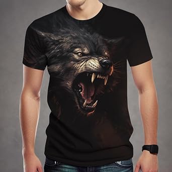Casual Wolf Graphic T-Shirt for Men Fashion Short Sleeve Shirts