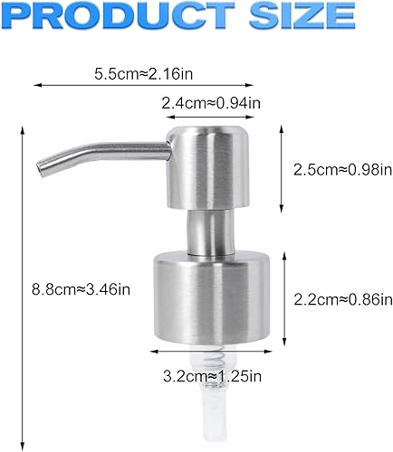 Miniatura 3 de Bomba dispensadora de jabón de acero inoxidable, diseño moderno, paquete de 2 (cepillo de acero)