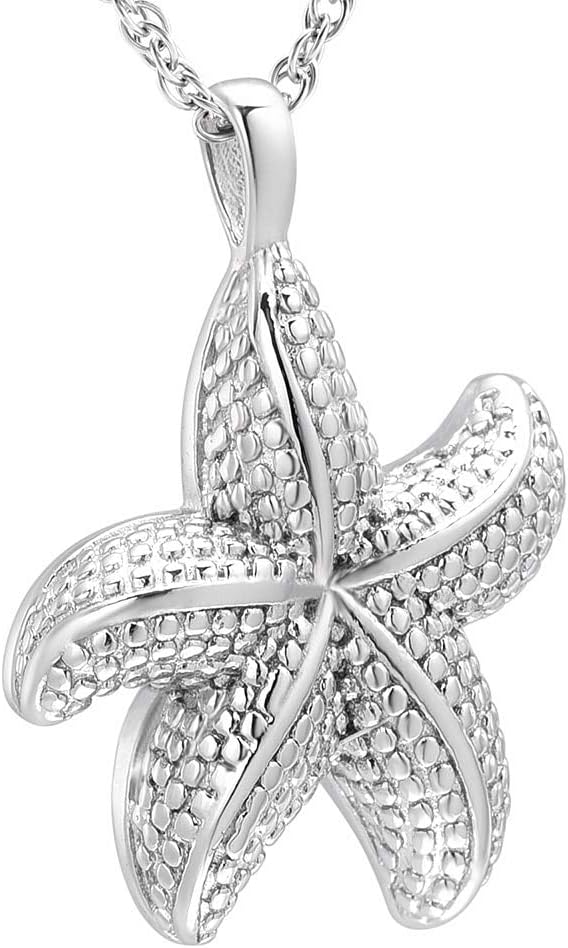 316L Stainless Steel Starfish Cremation Jewelry in Pendant Necklaces Keepsake Memorial Jewelry for Women Girl