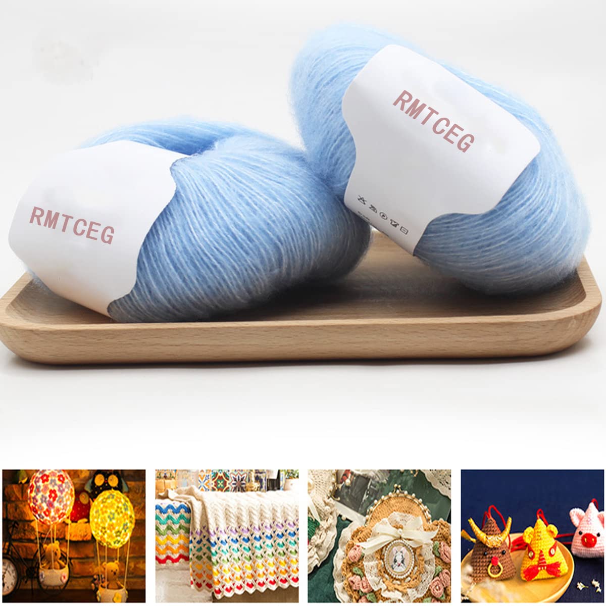 2PCS Crochet Mohair Yarn Wool Chunky Soft Fluffy Balls,26g/Roll Cashmere Yarn for Knitting,Crochet,DIY Shawl Scarf Hand Craft (Sky Blue)