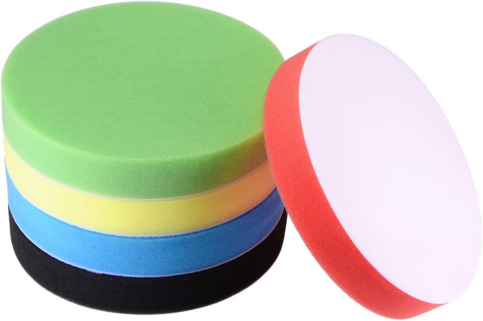 uxcell 7" Foam Drill Polishing Pad Kit Flat Sponge Pads for Boat 5pcs