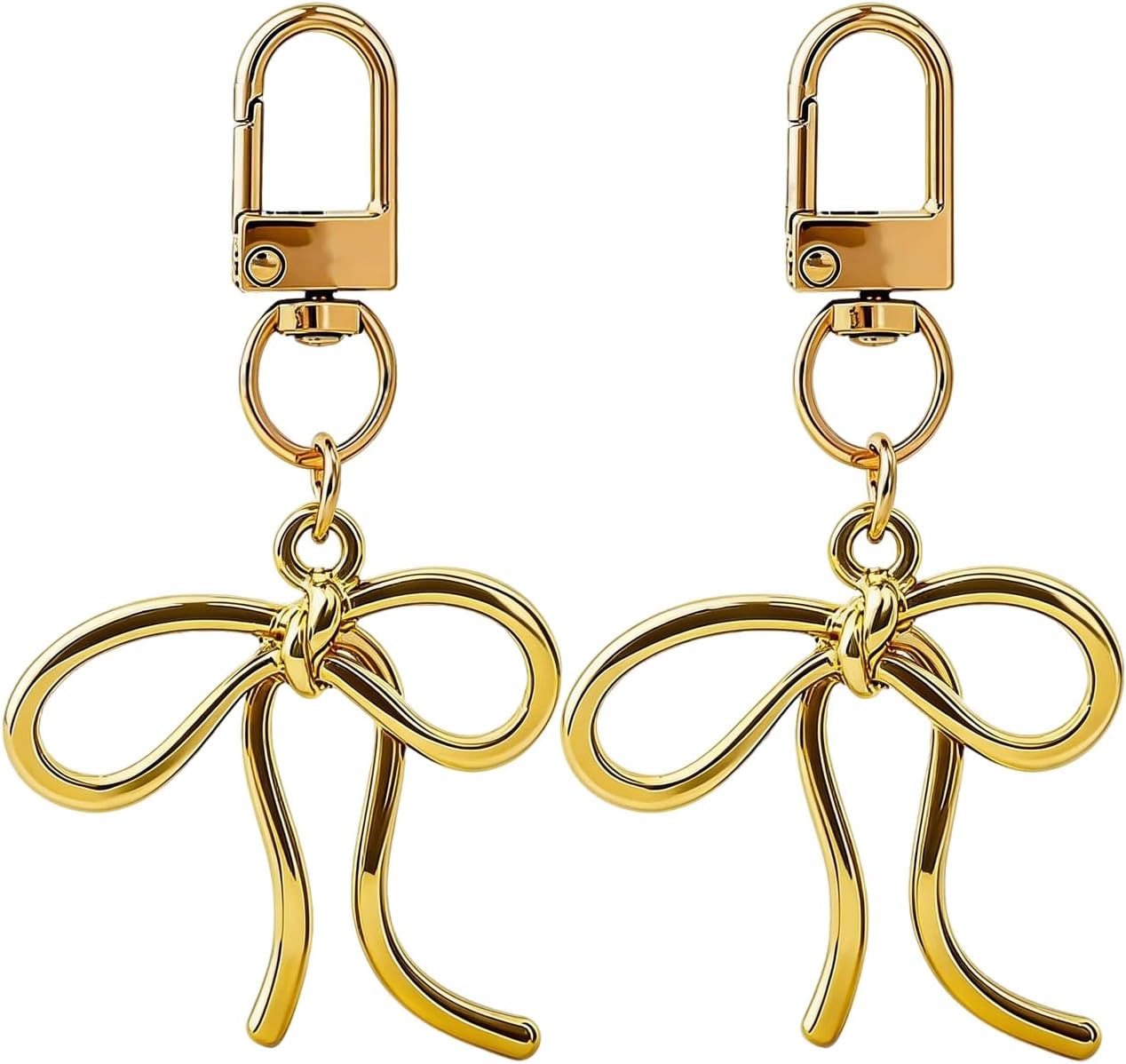 2 Pcs Cute Bow Bag Charms for Handbags, Elegant Bag Accessory with Attachment, Ideal for Purses and Totes with Shiny Finish