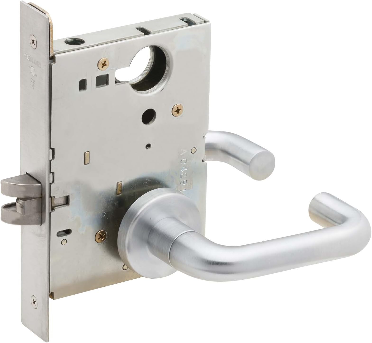 SCHLAGE L9010 03A 626 Series L Grade 1 Mortise Lock, Passage Function, Keyless, 03A Design, Satin Chrome Finish