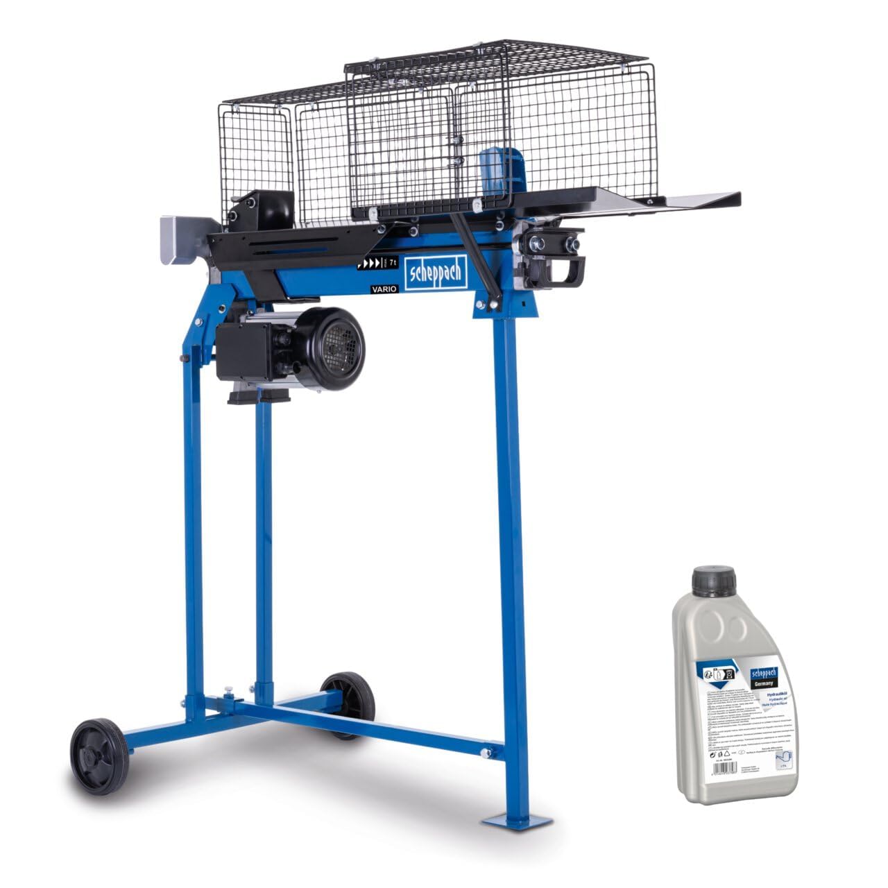 Scheppach Fendeur de Bûches Horizontal HL760LS | Puissance 7T | Fendeur de Bois de Chauffage hydraulique | Longueur de fendage 520mm | Huile supplémentaire incluse