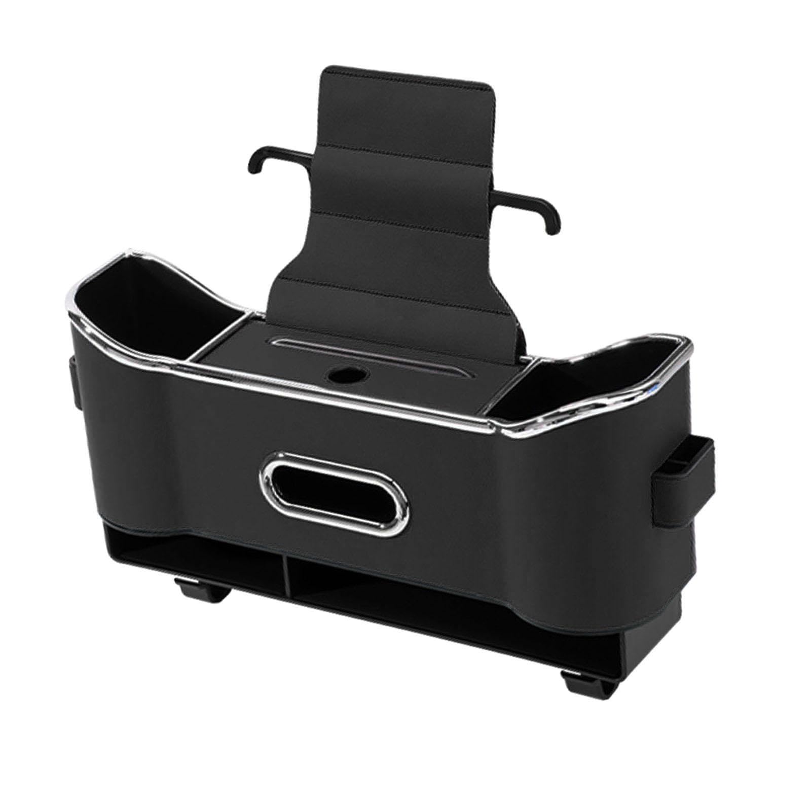 Organizer Schienale Auto Contenitore Porta Tessuti Portabicchieri Multifunzione in Pelle PU con Gancio Adatto per Viaggi Automobili Uso Famiglia, nero