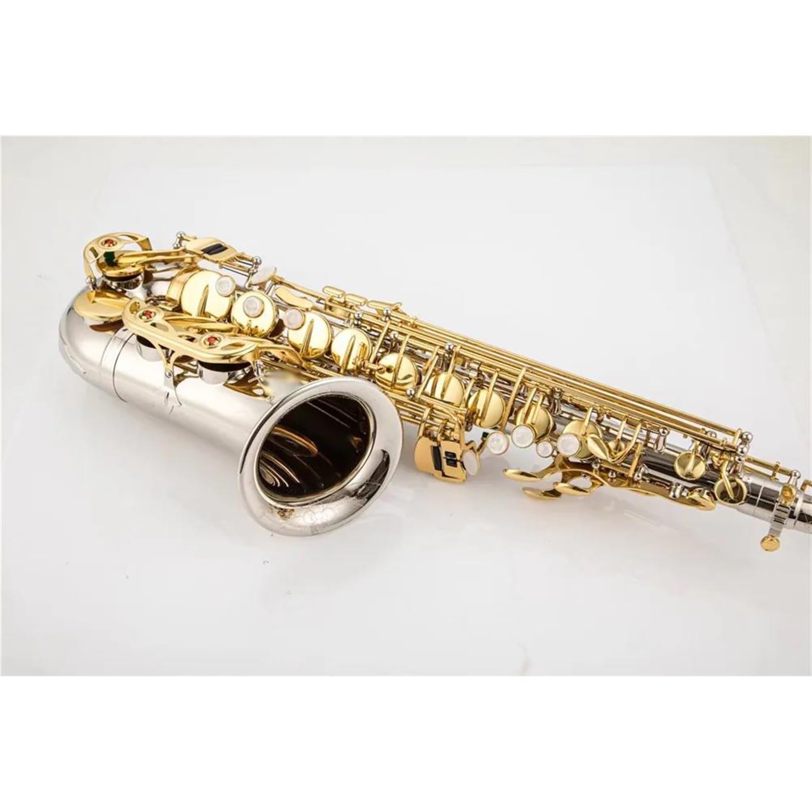 Saksofon Saksofon Altowy Eb Tone Posrebrzany Złoty Klucz Saksofon Profesjonalny Instrument Muzyczny Z Ustnikiem W Obudowie (Color : High-end bag)