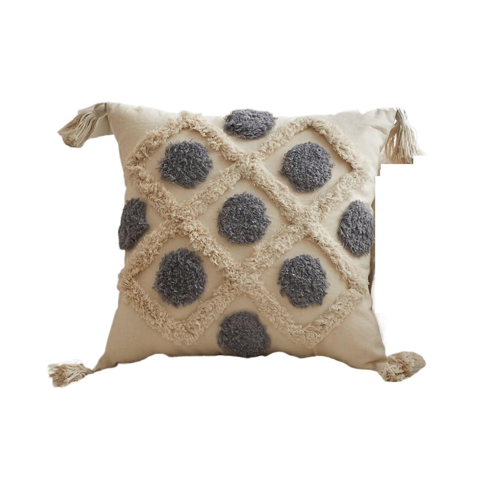 Housse de coussin géométrique à pompons motif Dot lot de 2 pièces déco salon