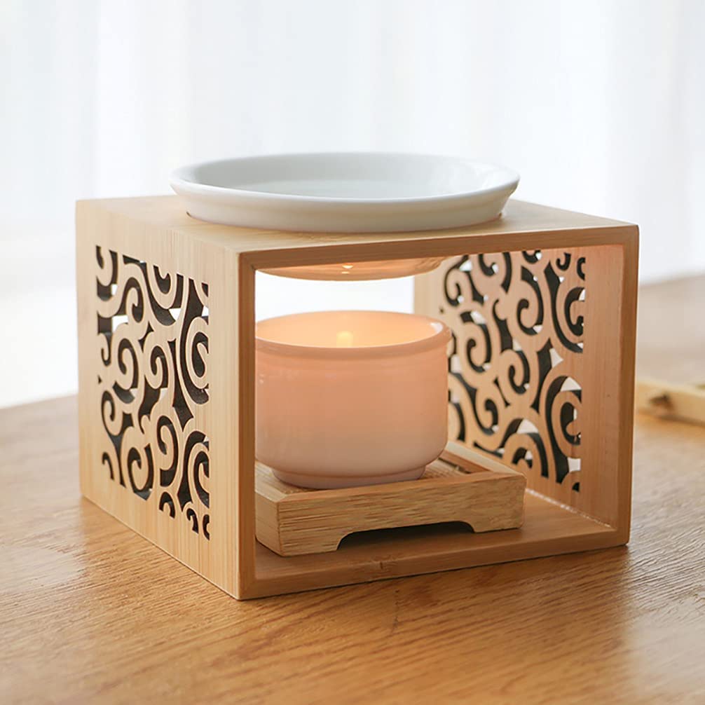 Aromatherapie-Lampe Brenner für ätherische Öle, Wachsschmelzbrenner, Aromabrenner aus Holz, ätherisches Öl, Lampe, Homefor Wax Melts, Heimbüro, Dekoration, Einzugsgeschenk für Wohnzimmer Studie