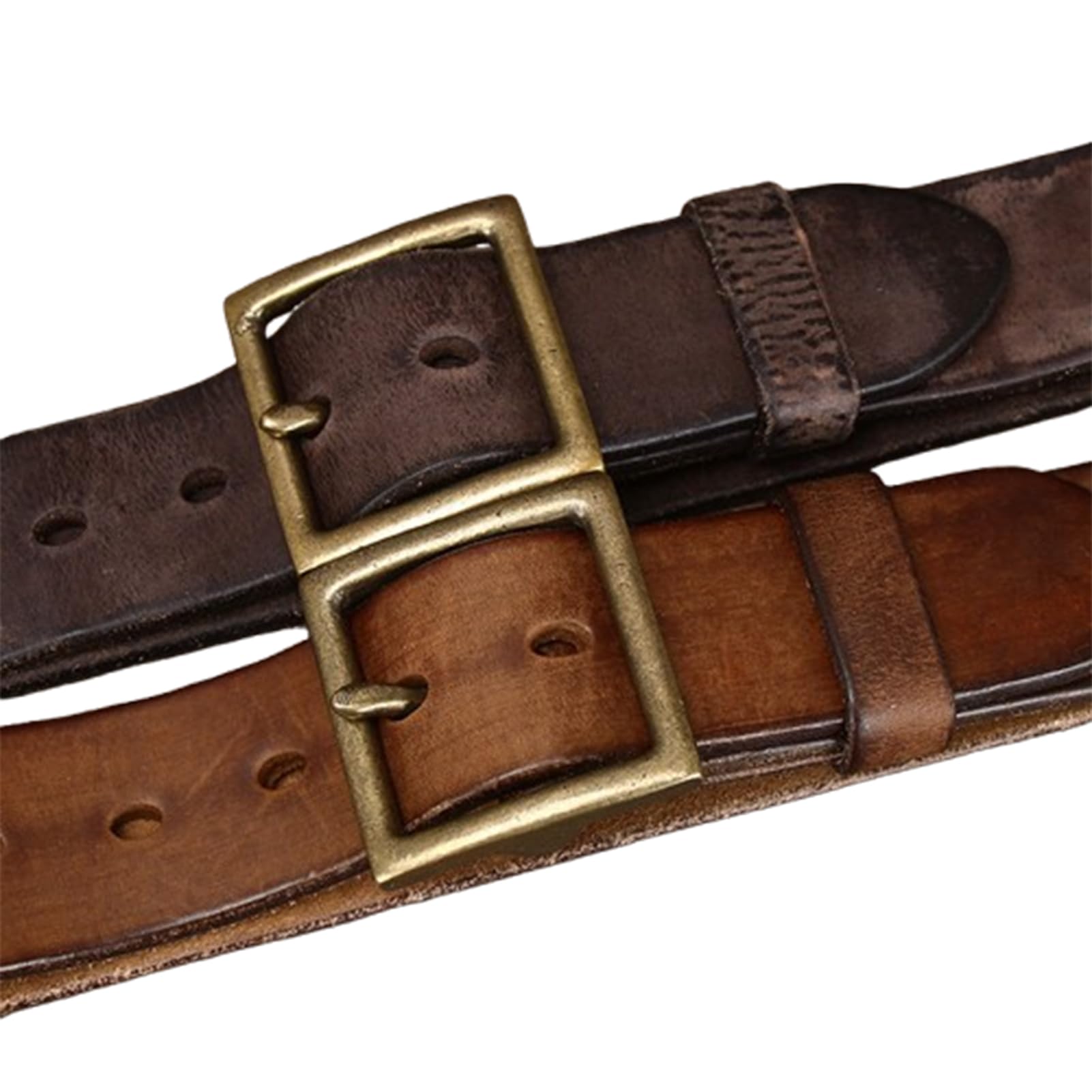 Cintura vintage in pelle da uomo e donna, 41 mm, fibbia quadrata dorata - stile cowboy cowgirl, for abito, jeans, outfit concerto country