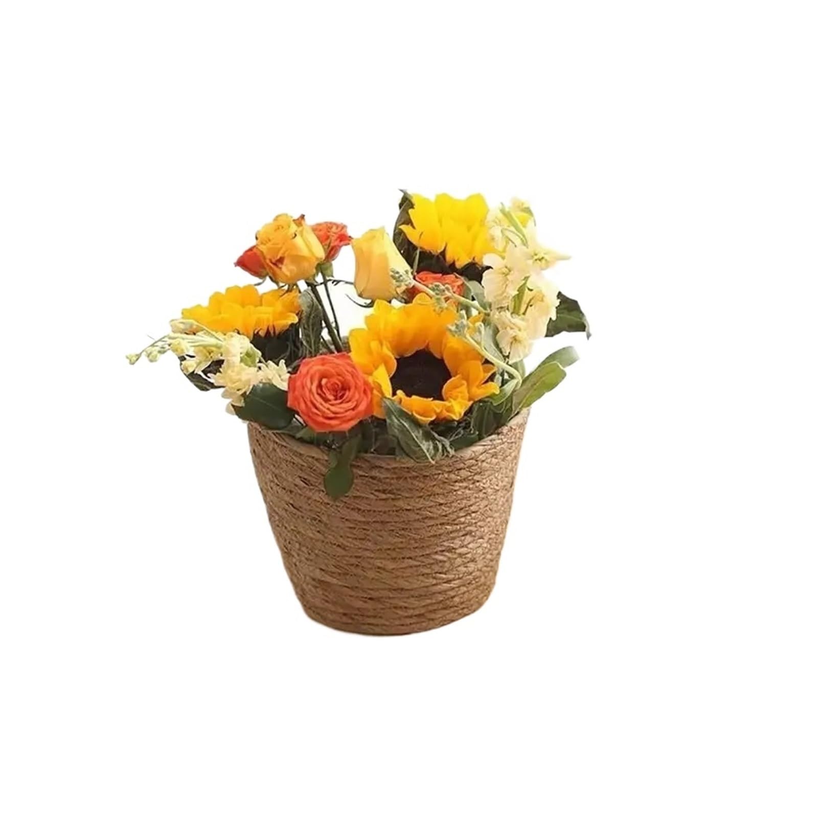 LuoAXINN Woven Straw Flower Pot Garden Terraces Flower Pot Basket Multi-functional Storage Rattan Straw Planter Woven Flowerpot Decoration