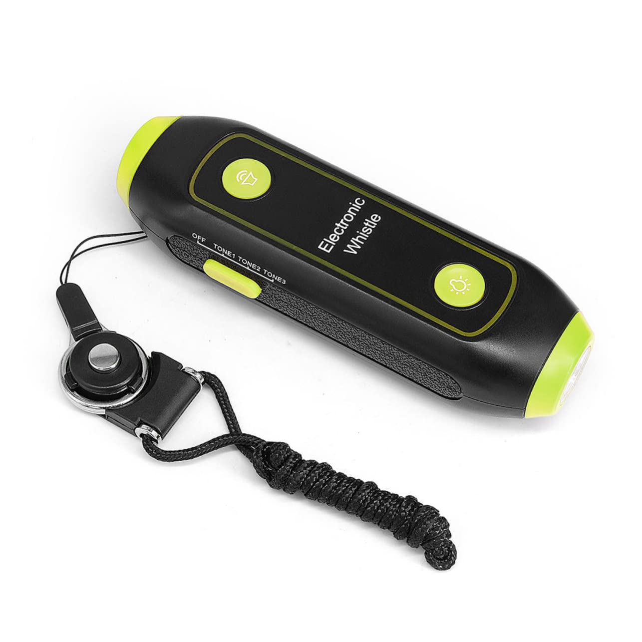 Fischietto Elettronico Verde con Torcia LED e Laccetto | Abs con Componenti Elettronici e Magnete, per Guide Traffico ed Emergenze, Accessorio Incluso