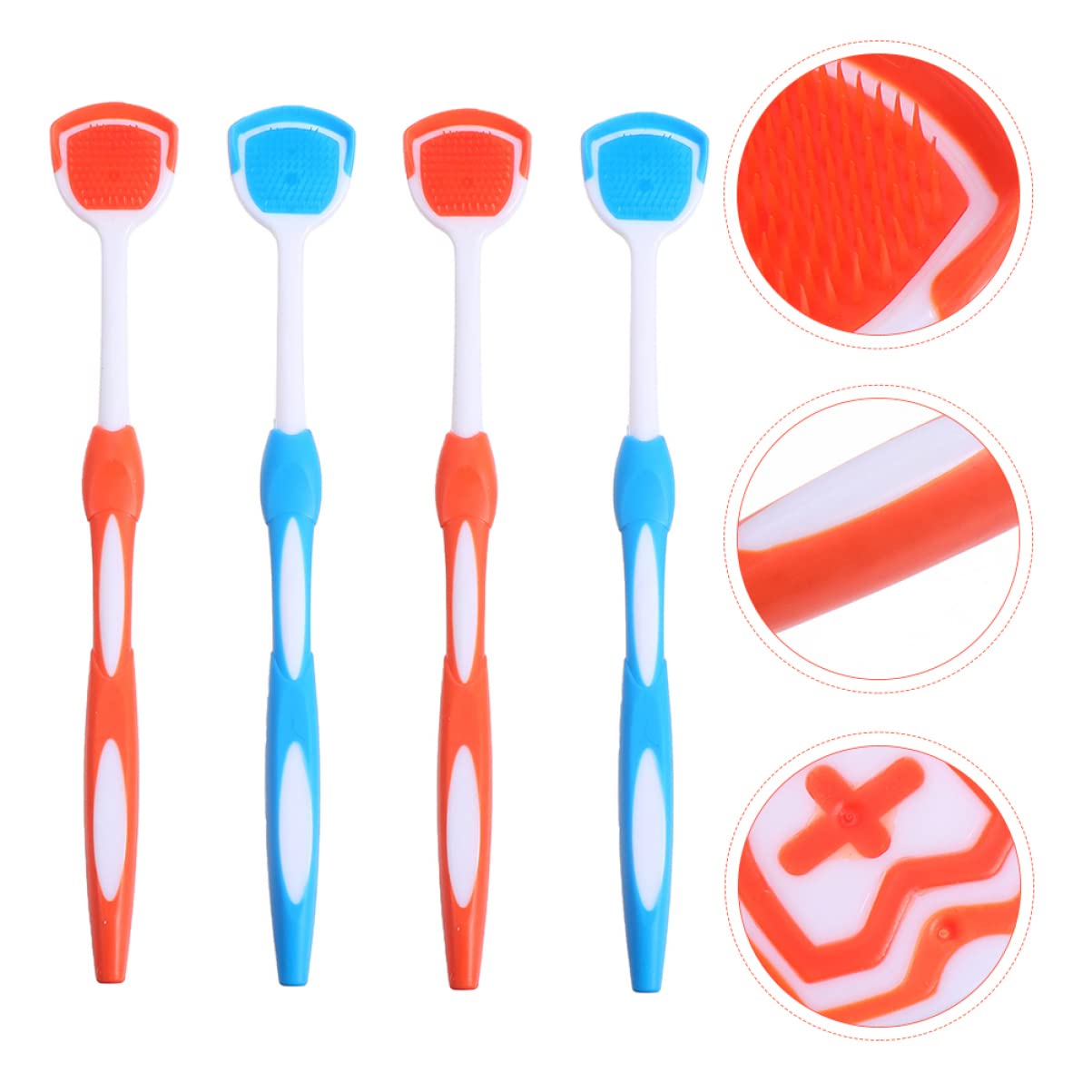 3 Set Spazzolino Lingua Riutilizzabile Per Orale Raschietto Per Lingua Rimuove Residui E Sporco Con Antiscivolo Colori Blu E 4 Pezzi * 3