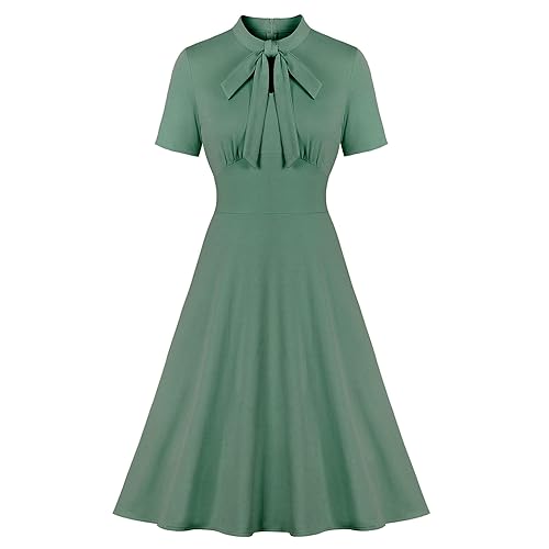 Wellwits CA Women's Keyhole Tie 1940s Vintage Cocktail Dress - 2-4 - Light Green