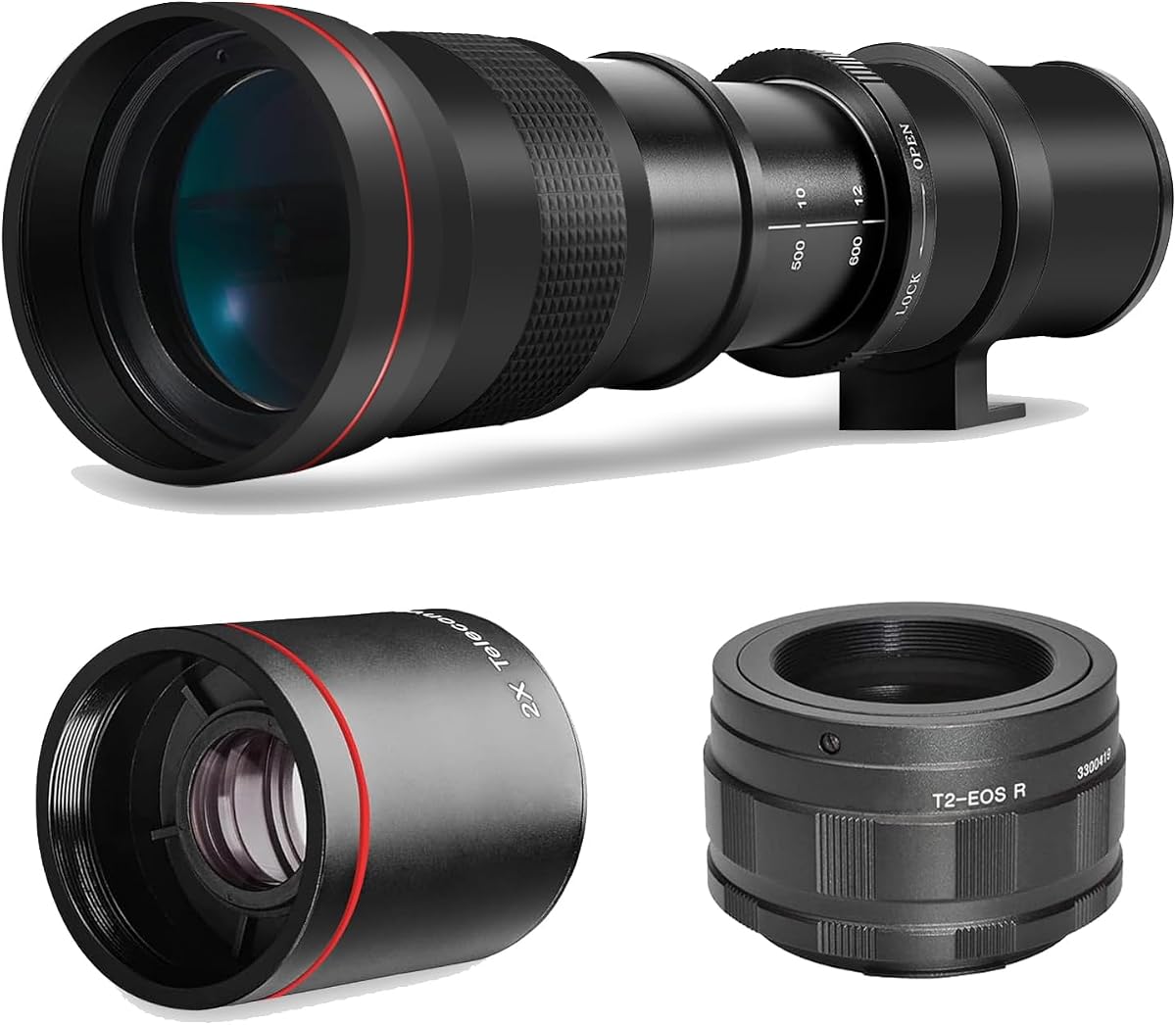 High-Power 420-1600mm f/8.3 Manual Telephoto Zoom Lens for Canon EOS R, R3, R5, R6, R7, R8, R10, RP Mirrorless Cameras
