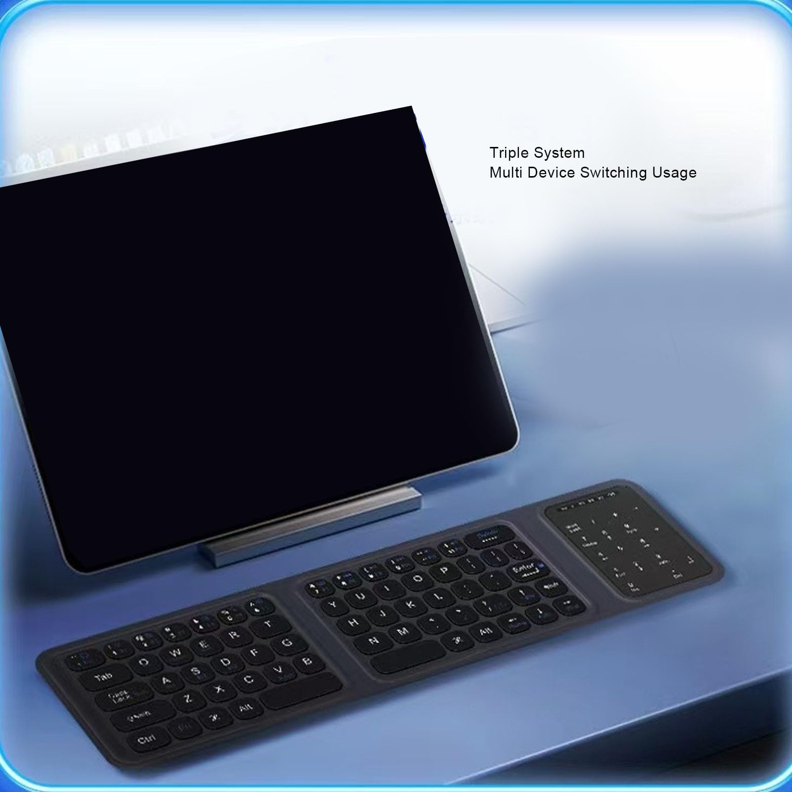 Tosuny Tastiera Bluetooth Pieghevole con Touchpad e Tastierino Numerico, Tastiera Wireless Portatile, USB C Ricaricabile, Ultra Sottile e Silenziosa, Tastiere Pieghevoli da Viaggio