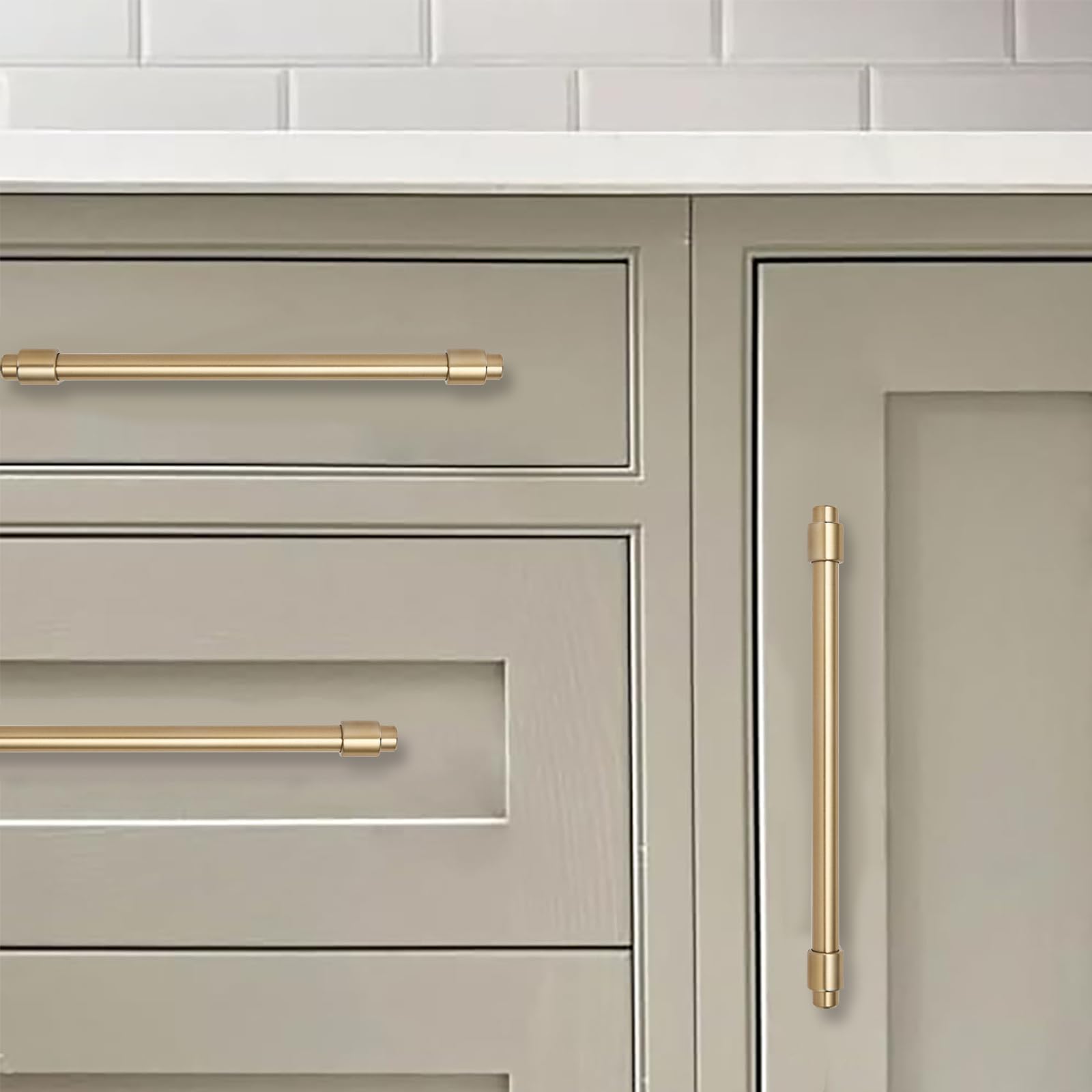 KHTUMEWARE-KHXCP Brushed Brass Cabinet Pulls CTC 3 in (76 mm) 5-Pack in Brushed Brass — KHTUMEWARE