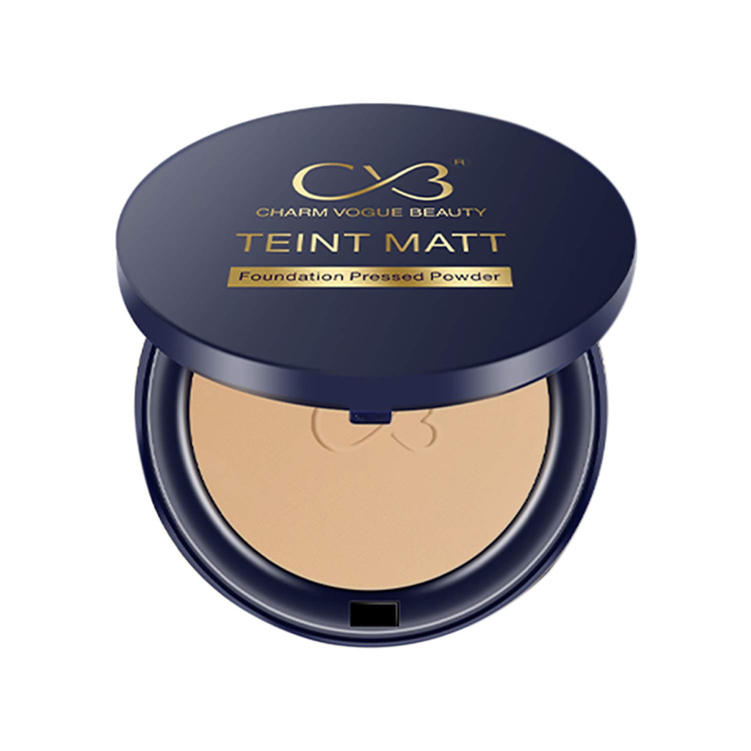 CVB C02 2 in 1 Teint Matt Foundation Pressed Compact Powder for Buildable Full Coverage & Matte Finish (03 Natural Beige, 10g)
