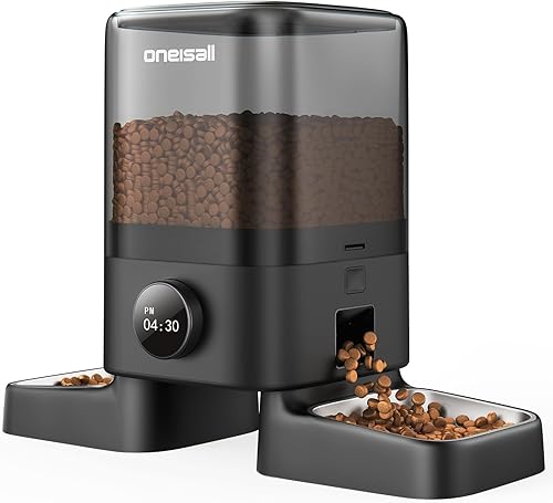 Miniatura 9 de oneisall Comedero automático inalámbrico WiFi para gatos 2 gatos, alimentador recargable de 100 días para gatos con pilas, dispensador automático de