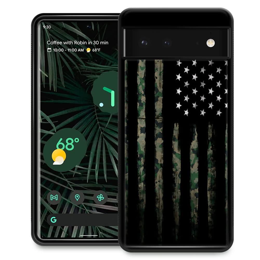 Hensuske Case Compatible with Google Pixel 6A,Army Green USA Flag Pixel 6A Cases for Men/Women/Boys/Girls,Non-Slip Shock Absorption Soft TPU Protective Case Compatible with Google Pixel 6A 5G 6.2inch