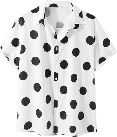 Lars Amadeus Polka Dots Shirts for Mens Button Short Sleeves Beach Summer Pattern Shirts