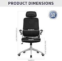 Vista 3 de Silla de oficina ergonómica – Silla de escritorio con reposacabezas ajustable soporte lumbar silla de computadora – Silla cómoda de malla