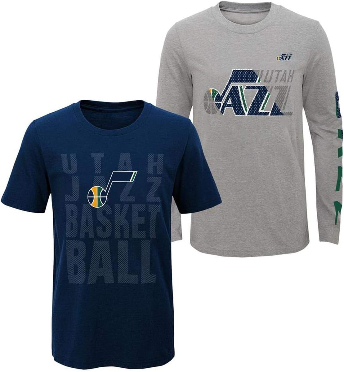 OuterstuffNBA Youth 8-20 Primary Logo 2 for 1 Long Sleeve Short Sleeve T-Shirt Combo Set