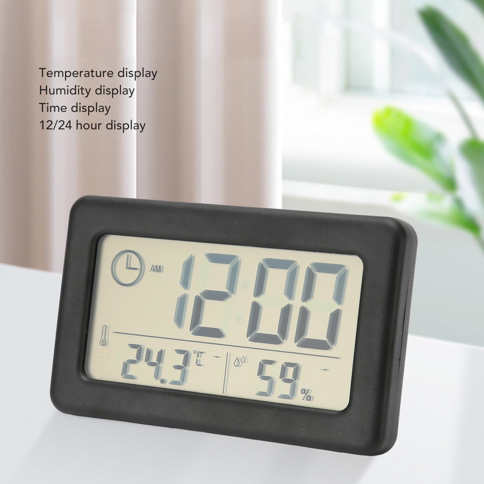 BIZOI Digitale wandklok, digitale klok, werkt op batterijen, digitale klok met lcd-display, datum en temperatuur, 12/24 uur, wandklokken voor slaapkamer, woonkamer, kantoor, school