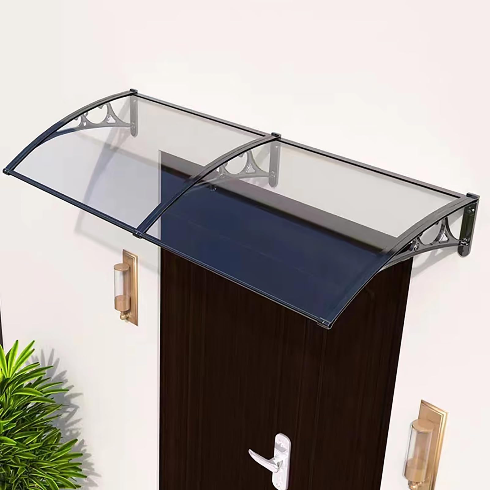 Marquesina Puerta Exterior, Tejadillo Proteccion Lluvia, Techo Ventanas Entrada Toldo de Aluminio, Marquesina Arqueada de Policarbonato, Protección contra La Lluvia Y La Nieve UV (Color :