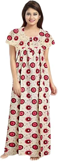 Women Flower Printed Casual Wear Cotton Nighty / Gown_MFNT5003