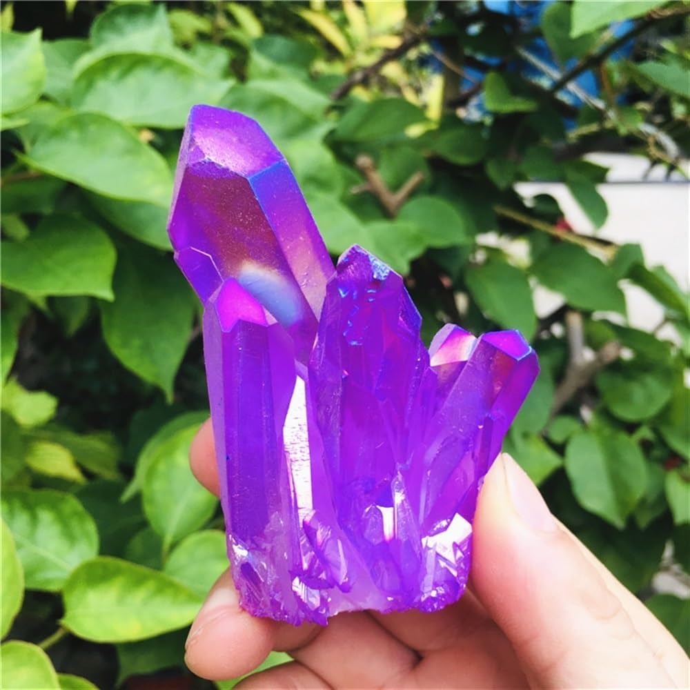 Quartz Amethyst Cluster Crystal Stone Electroplated Colorful Crysral Cluster Home Gifts Ornaments (Size : 100-150g)