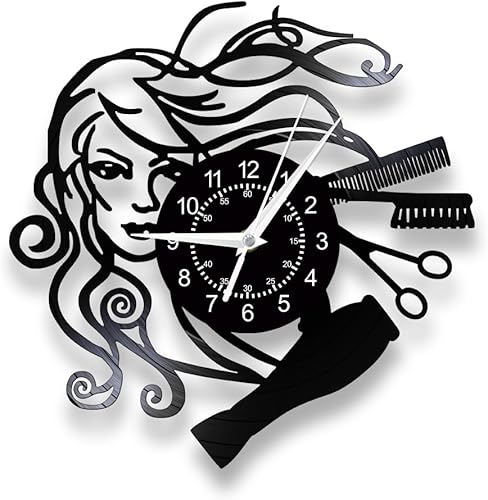 Reloj de pared para peluquería, 12 pulgadas, reloj de pared para salón de belleza, cuarzo silencioso, sin tictac, funciona con pilas, moderno,