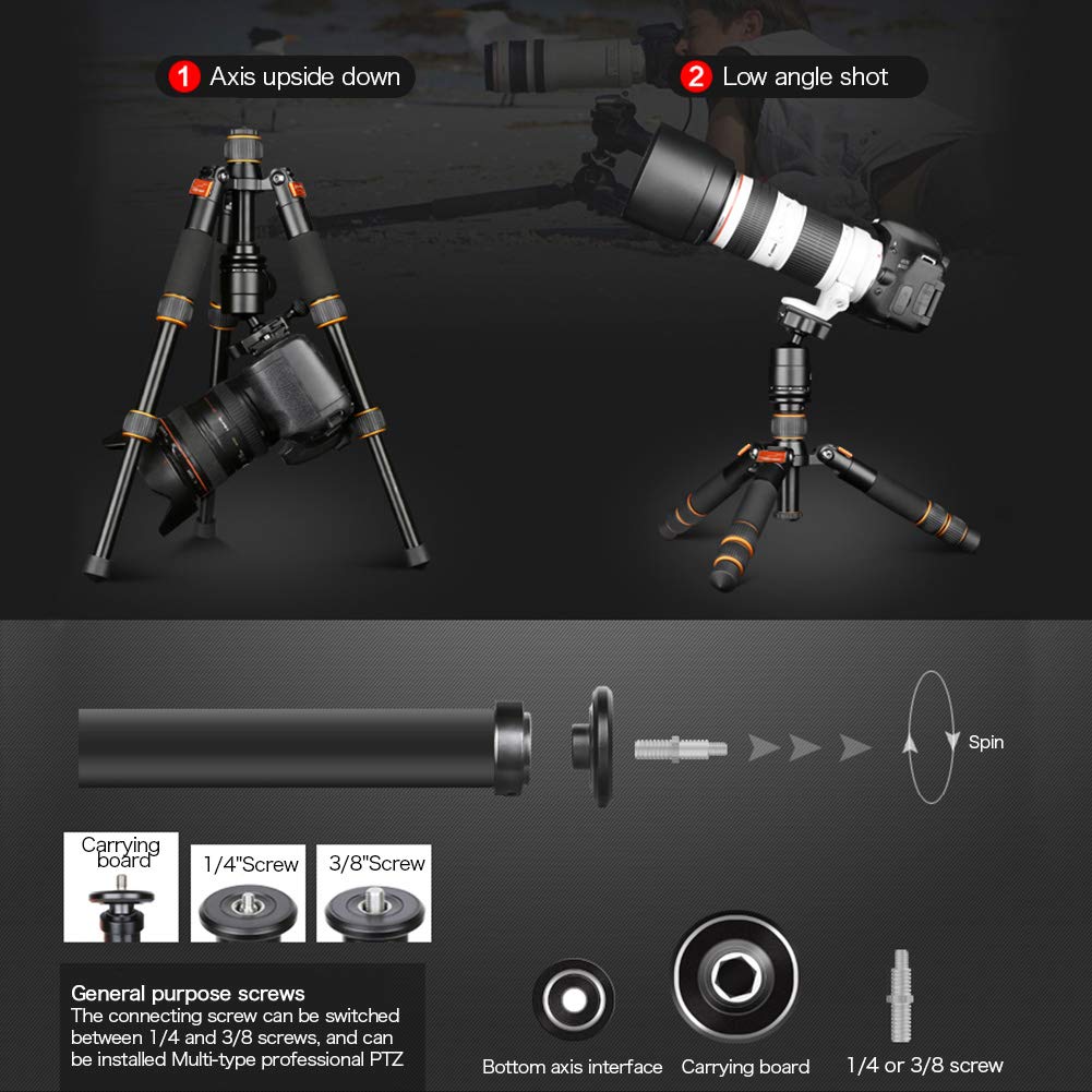Koolehaoda Mini treppiede da viaggio da 55 cm con testa a sfera a 360°, treppiedi da tavolo compatti in alluminio per fotocamera DSLR, carico fino a 10 kg