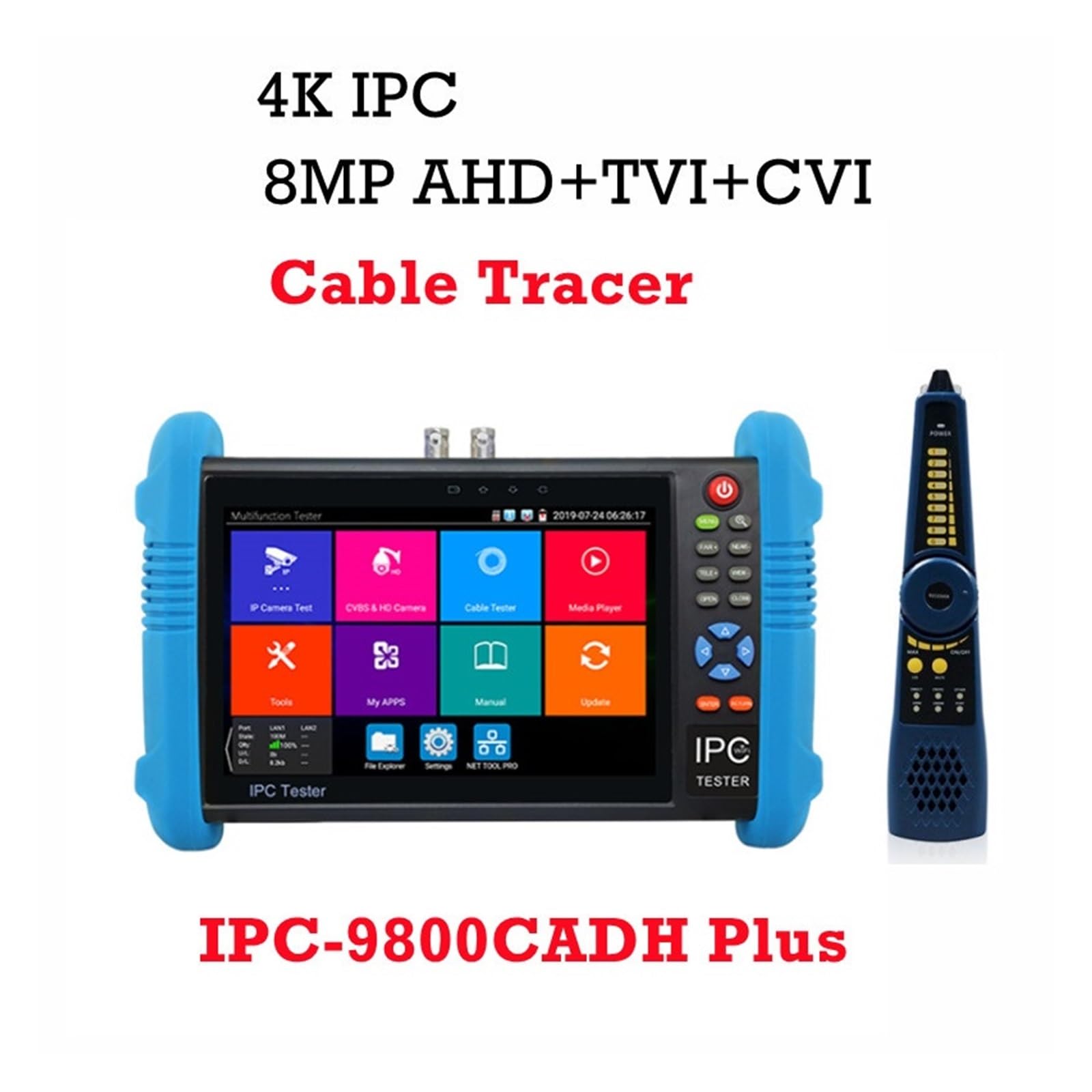 Tester CCTV, Tester IPC 8MP Tester CCTV 7-calowy Monitor IPC 9800 Plus H.265 Tester Wyświetlacza Wideo 4K Monitor Tester Kamery IP PTZ(IPC-9800CADH)