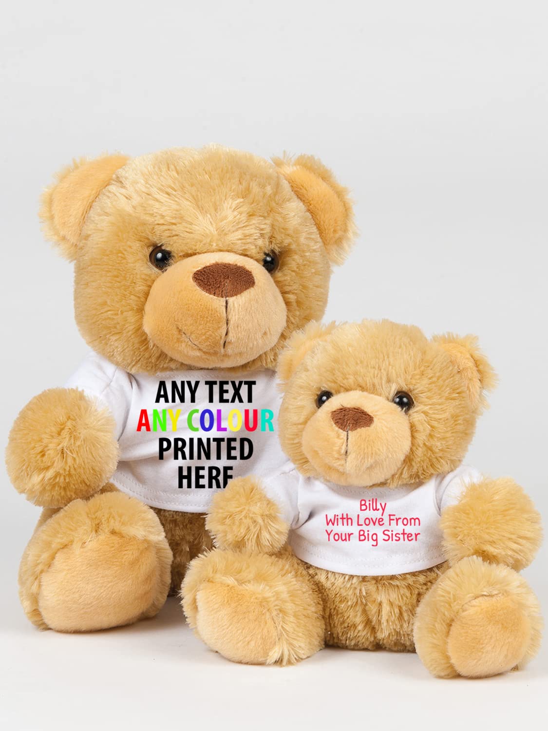 Expert Workwear Personalised Teddy Bear Toy with Custom Print T-Shirt Annieversary Birthday Customised Gift Valentines Mothers Day (M (30cm), Cream)