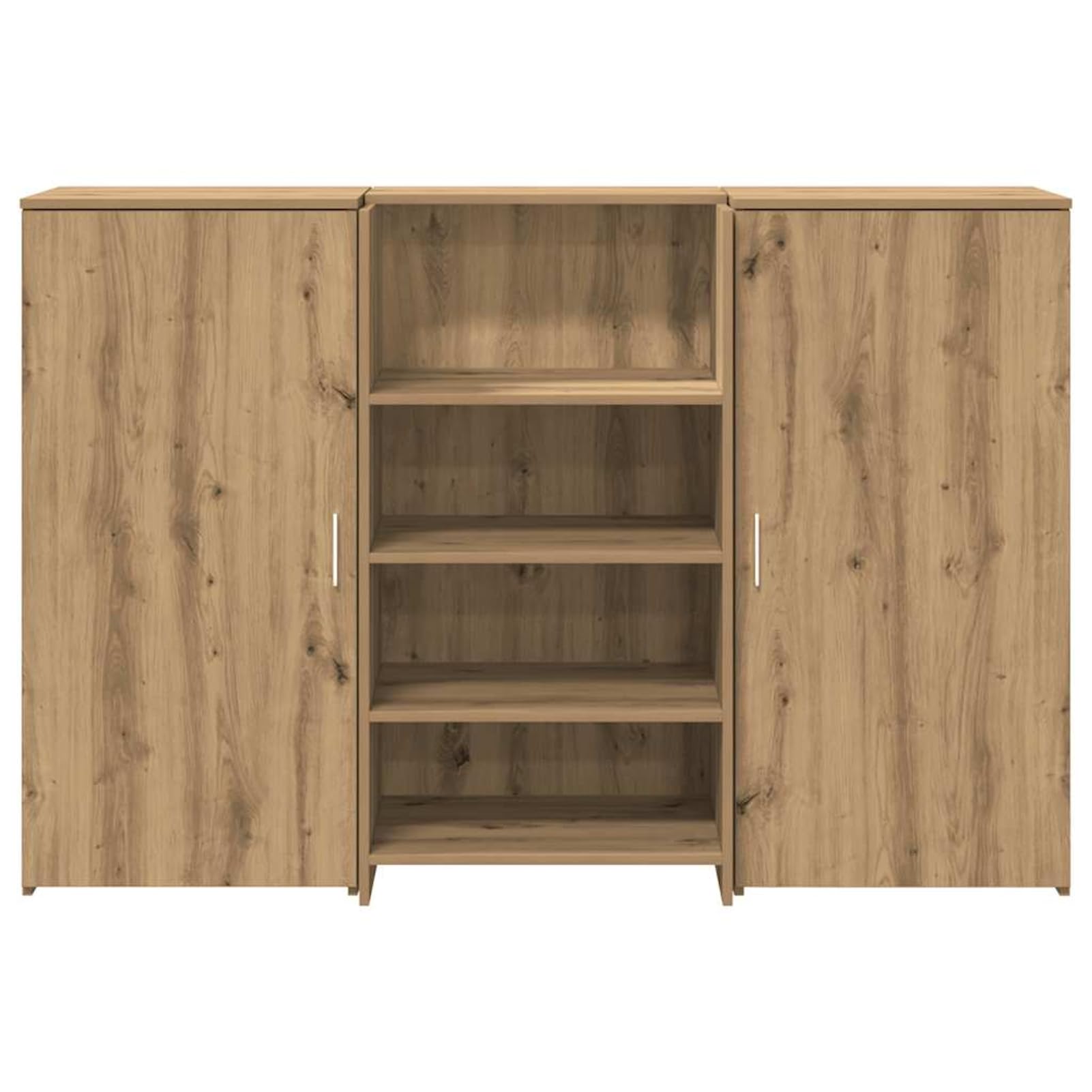 Homgoday Banco Reception con Armadietti 155x50x1035 cm Rovere Artigianale - Scrivania per Ufficio con Ampio Spazio di Archiviazione Truciolato Resistente Facile Montaggio