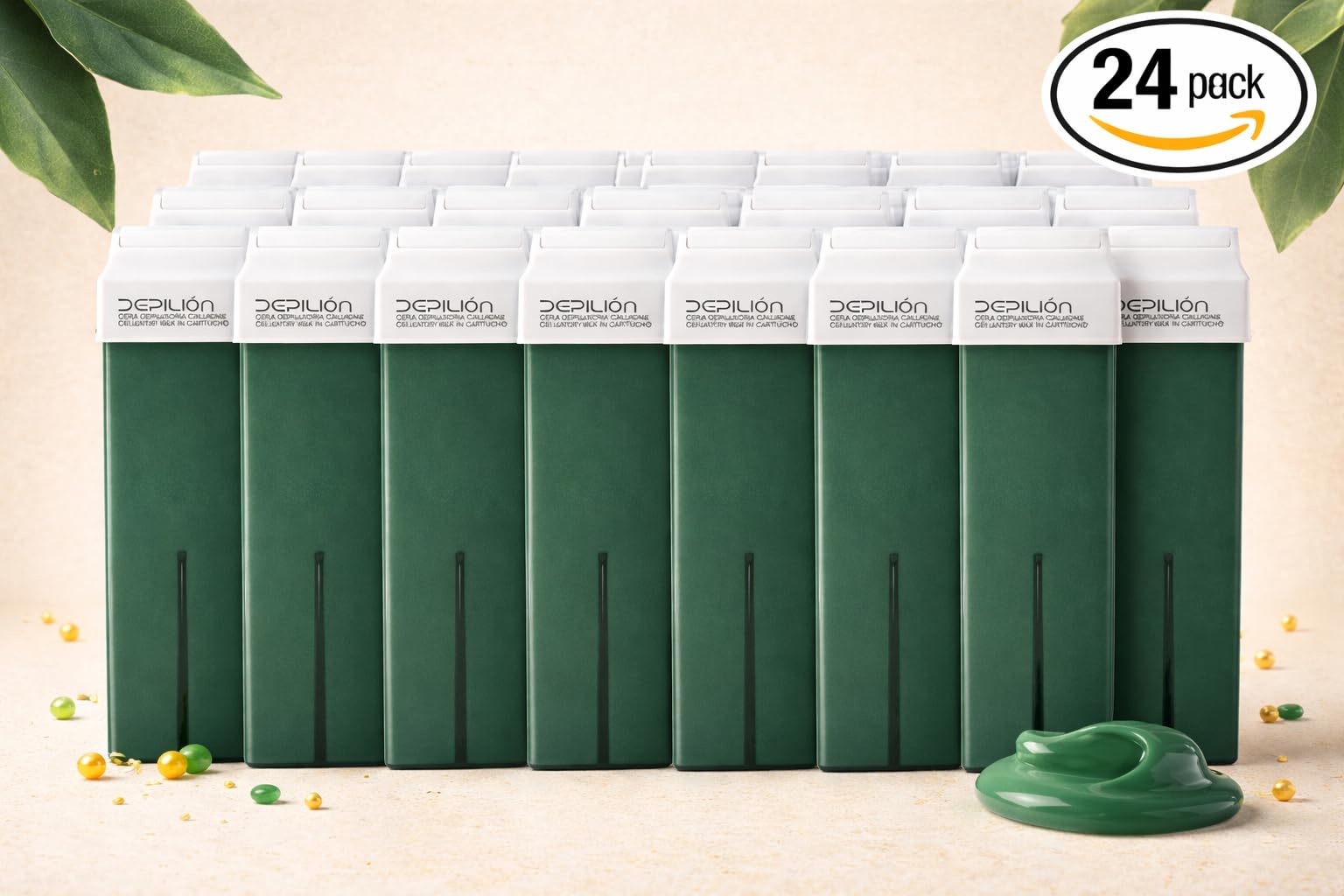 Caja de 24 x Cera Roll On cartuchos de 100ml Aloe Vera - Roll-on Cera para depilación