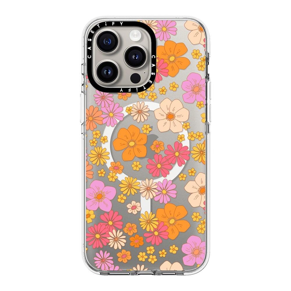 Coque iPhone 15 Pro Max transparente antichoc MagSafe imprimé fleurs hippie - 6