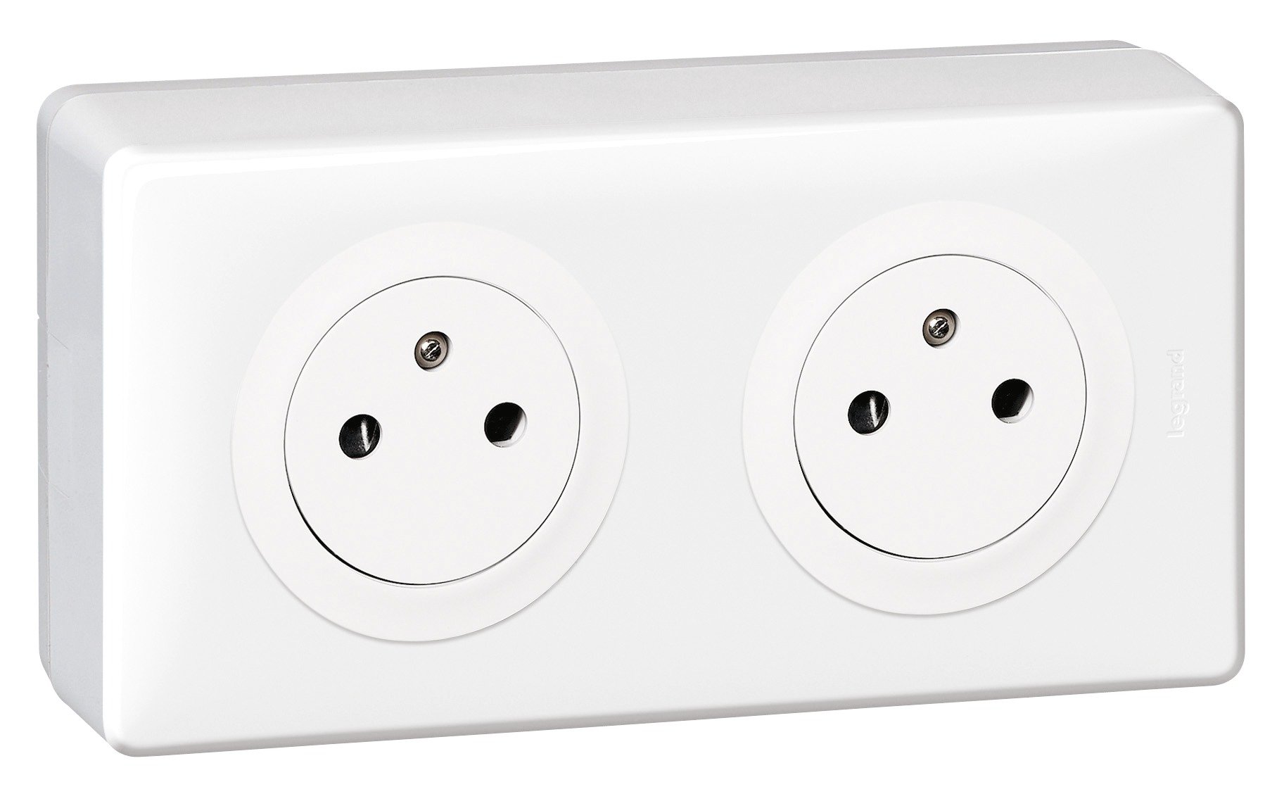 LEGRAND - Prise Electrique Double avec Plaque + Cadre Saillie Céliane Surface - Prise pour Pose en Applique avec Socle Rétractable - Fabriqué En France - Blanc