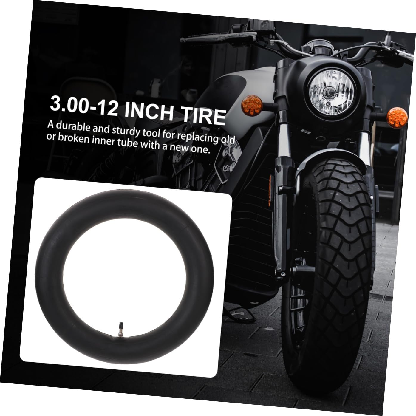Cámara de Aire para Moto Todoterreno 3.00-12, Goma Negra