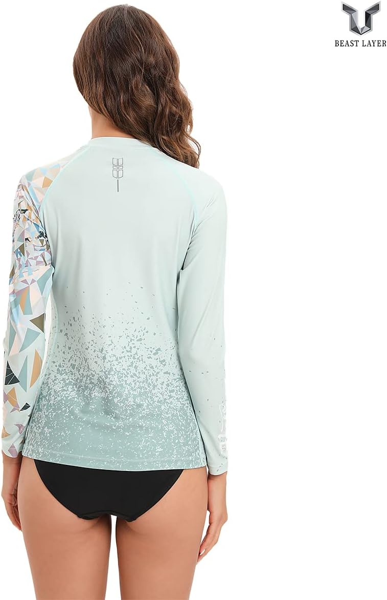 HUGE SPORTS Women's Rash Guard Long Sleeve Sun Protection UPF 50+ Swimwear Shirts Quick Dry Swimsuit Surf Top - Image 5