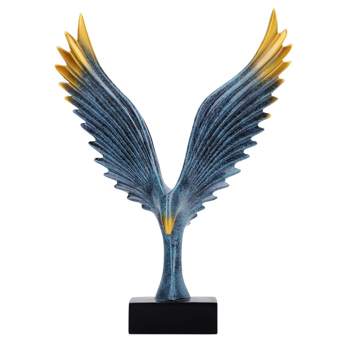 GHKryD statue, Bald Eagle Statue Unfurling Its Wings Ornaments Resin Sculptures Home Office Figurine Decor(Blue a)