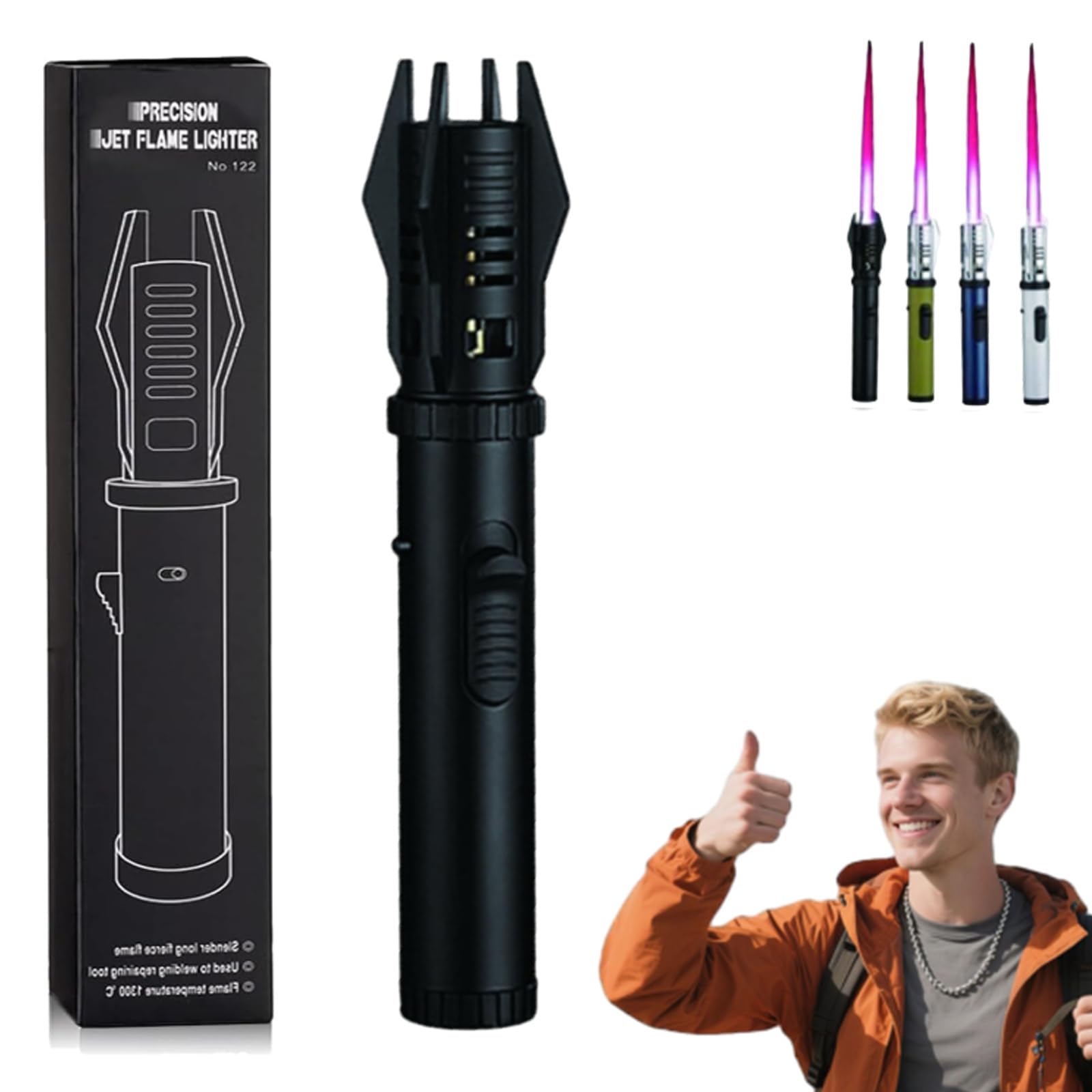 Lux Blaze Lighter, Luxblaze Plasma Lighter, Adjustable Windproof Torch Lighter with Safety Lock, High-Heat Outdoor Flame for Camping, BBQ, Candles, Welding, Baking, Outdoor Cooking (Black2pc) — view 12