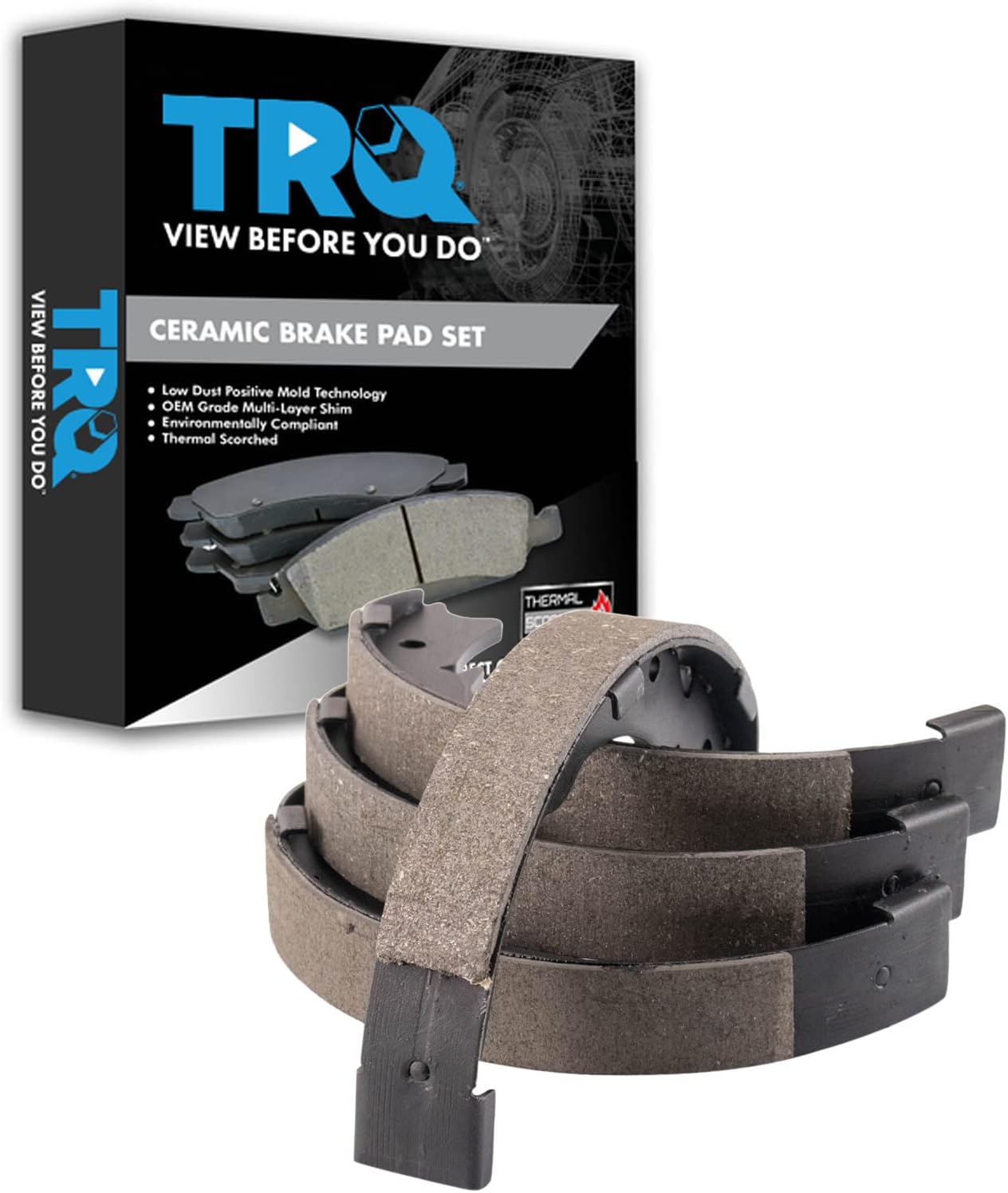 TRQ Rear Parking Brake Shoe Set Compatible with 2011-2017 Honda Odyssey