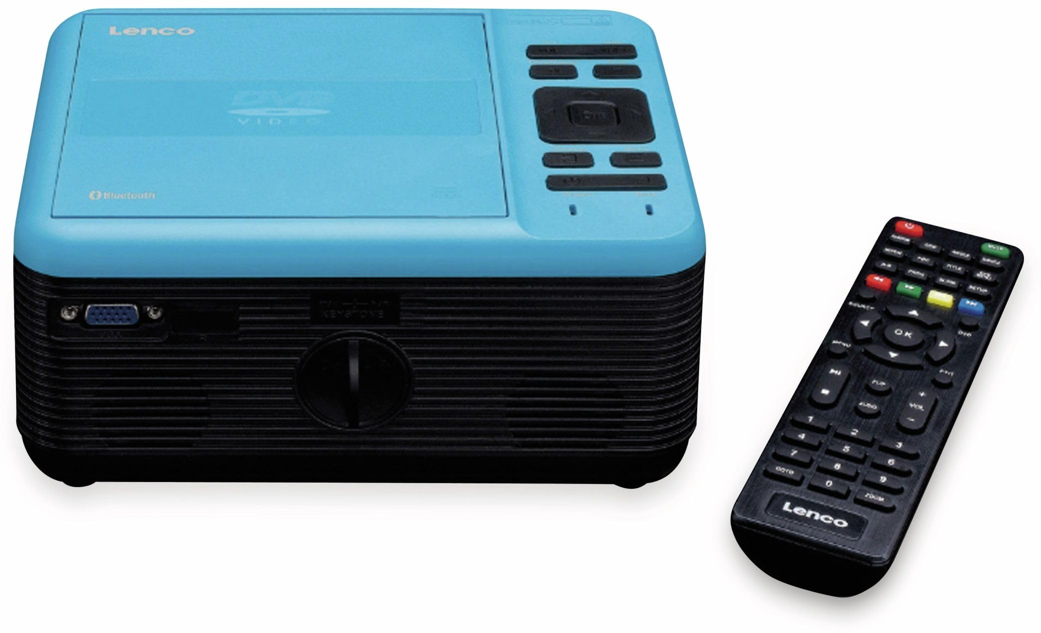 Lenco LPJ-500 - Proiettore Bluetooth - Mini videoproiettore - Lettore DVD - 2800 lumen - 30.000 ore di durata - Full HD - Bluetooth 5.0-2 x HDMI - USB - SD Port - AV-in - VGA - Blu