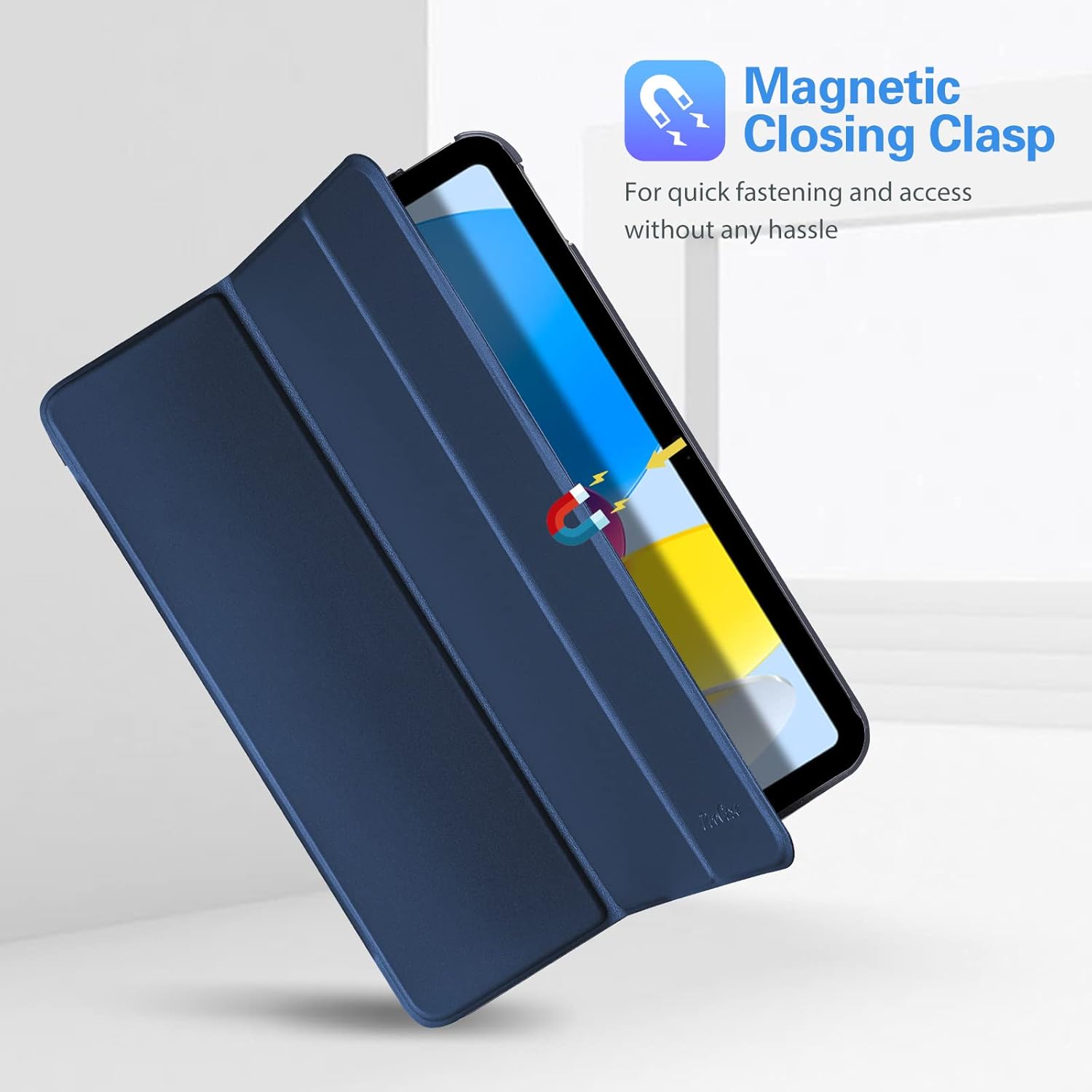 Image illustrating the magnetic closing clasp of the ProCase Smart Cover.