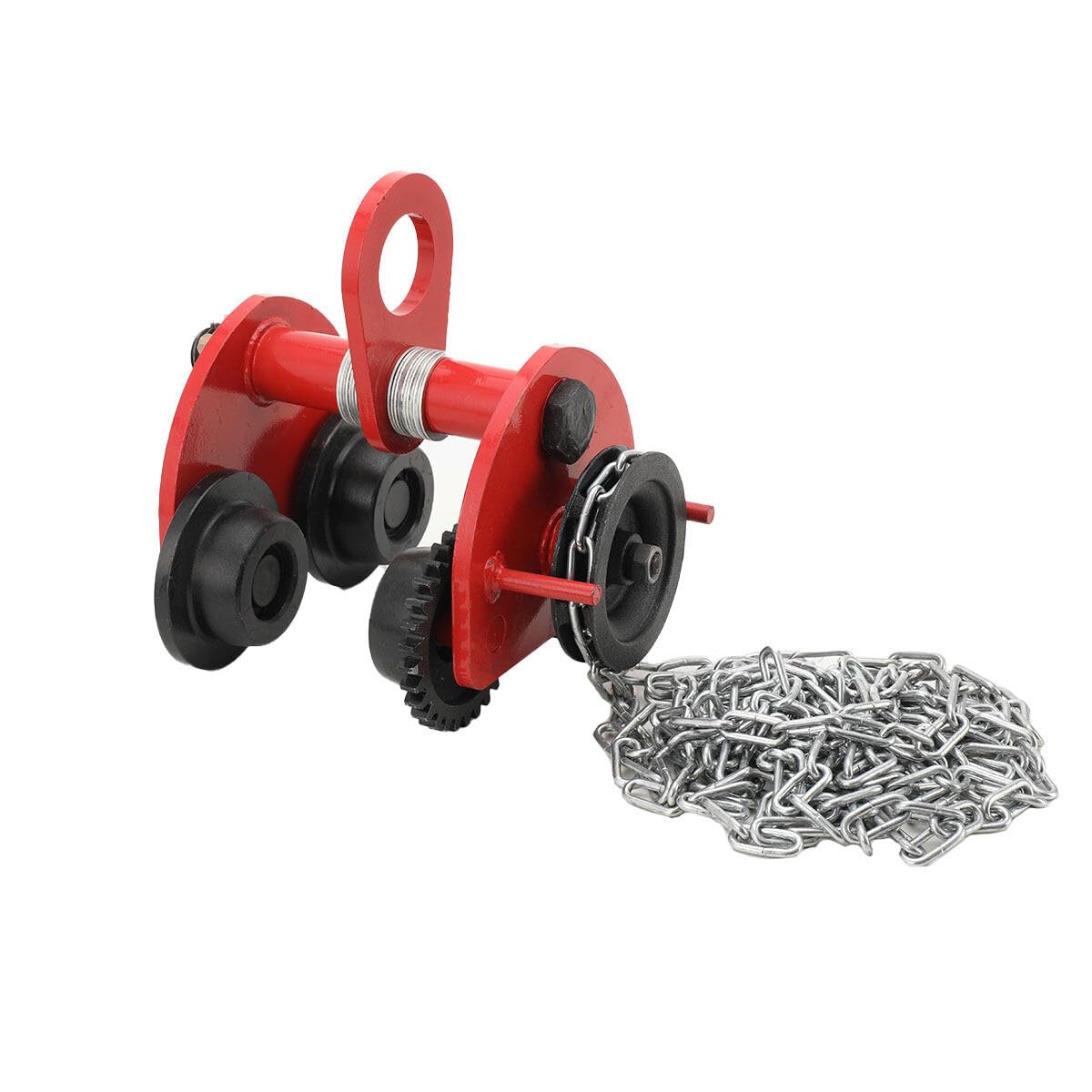 Carrito de 2000 kg para elevación de mercancías, carretilla manual con cadenas de 3 m, rango de brida 80 ~ 168 mm (2 tonos)