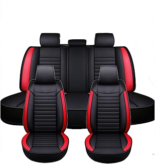 Car Seat Covers Full Set for Suzuki Jimny 2007-2024 2025，Universal Fit 5 Breathable, Waterproof, Durable, with Anti - Slip Design Full Set (2 Front + Rear Bench)(Red)