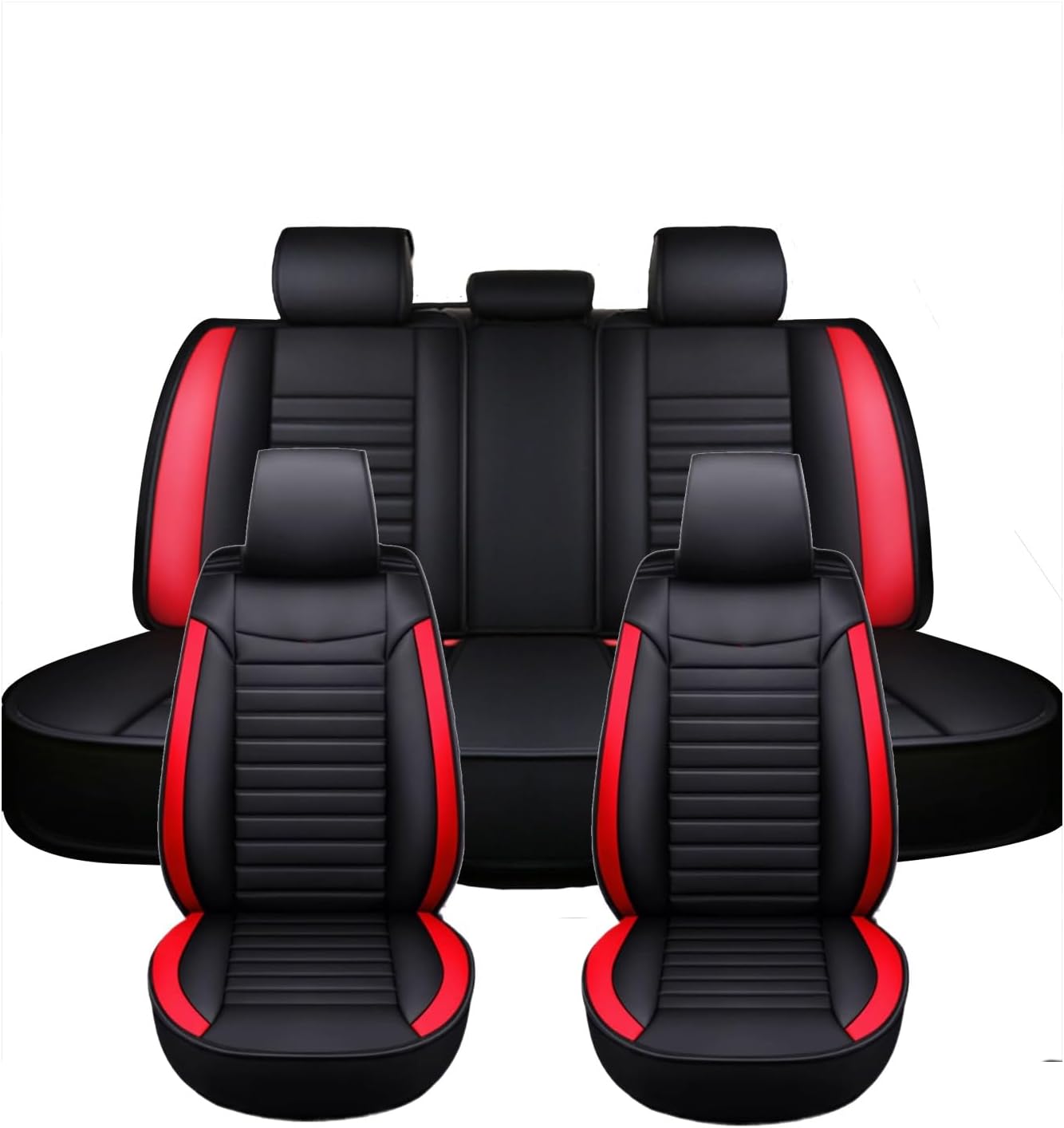 Car Seat Covers Full Set for Suzuki Jimny 2007-2024 2025，Universal Fit 5 Breathable, Waterproof, Durable, with Anti - Slip Design Full Set (2 Front + Rear Bench)(Red)